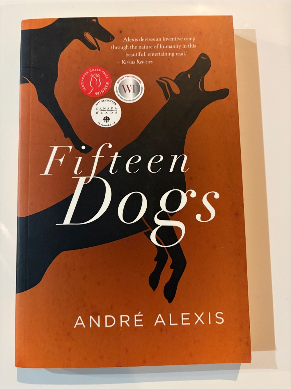 Fifteen Dogs - Orange Dog-Themed Book Cover